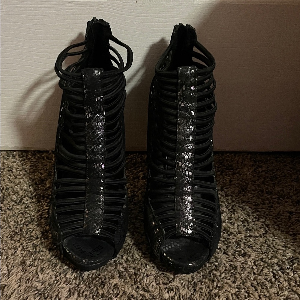 BCBGeneration Black Heels with Silver Details